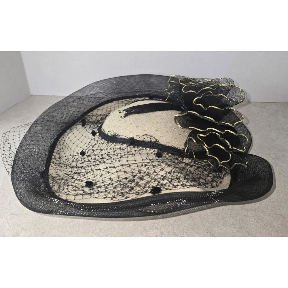 Women Derby Church Dress Fascinator Wide Brim Hats Vintage Tea Party Wedding